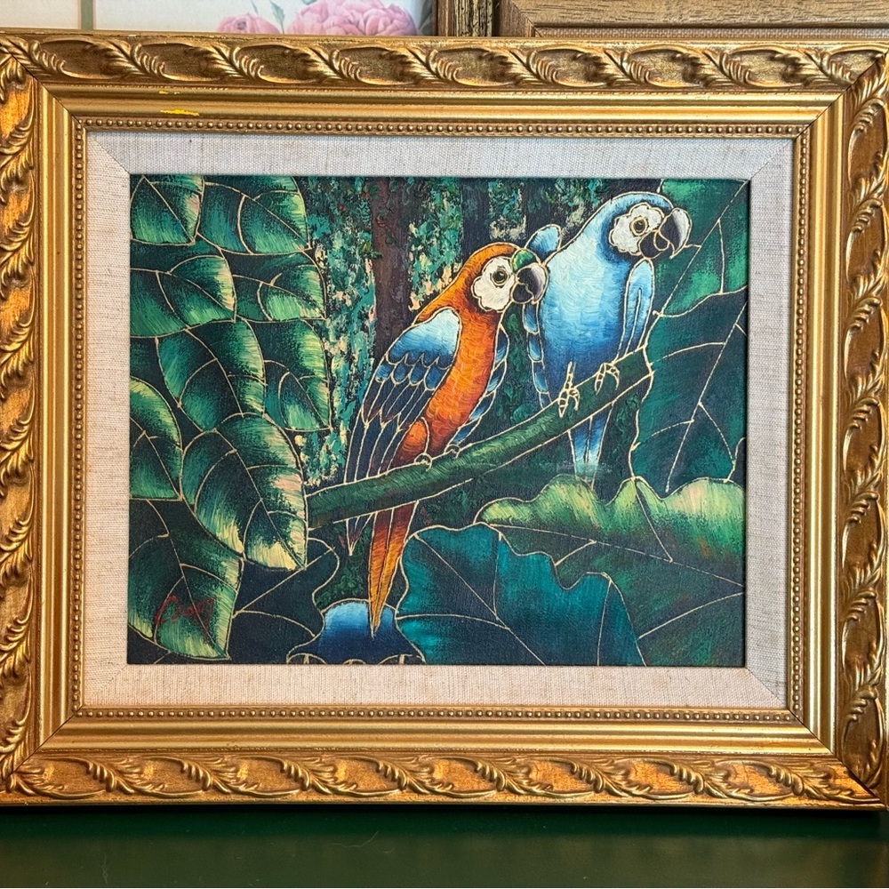 Handcrafted parrot painting
